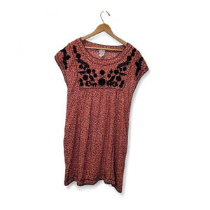 Sister Mary Embroidered Brown Floral Veronica Dress Small Boho Cottagecore